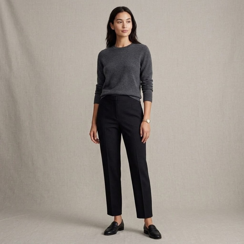 AKRIS PUNTO Franca Black Tailored Ankle Trousers sz 10 Pant Luxe Minimalist $495